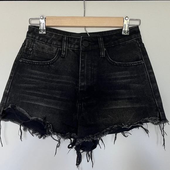 Shopbop Alexander Wang Black Grey Denim Bite Shorts, 25 - Picture 2 of 5